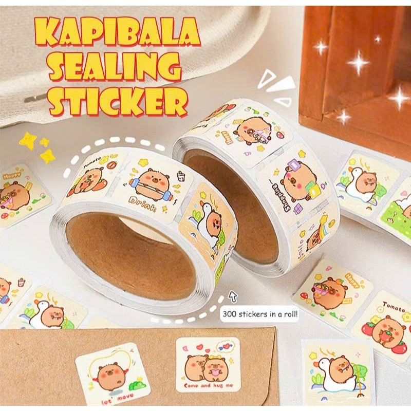 Cuộn Sticker Capybara Dễ Thương – Sticker Dán Trang Trí 300 Hình