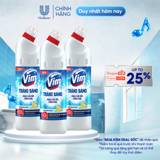 Combo 3 Nước Tẩy Bồn Cầu và Nhà Vệ Sinh Vim Trắng Sáng | Sạch Thơm Dịu Mát Với Hương Chanh Sả và Hương Lavender (870ml)