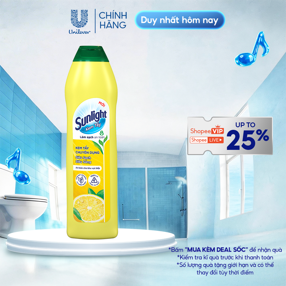 Kem tẩy chuyên dụng Sunlight | Phiên bản nâng cấp từ Cif | Sạch Sáng | Chai 690g