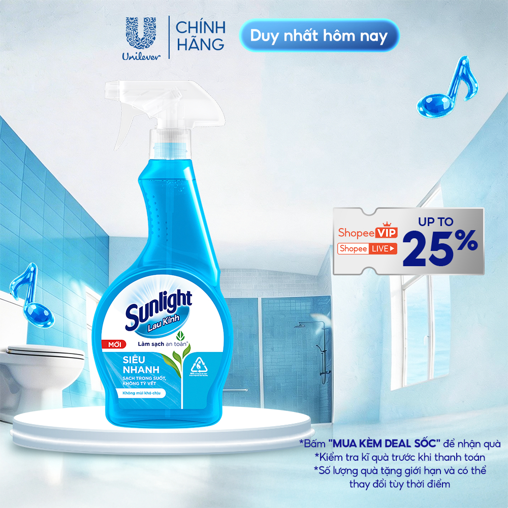 Nước lau kính Sunlight Siêu nhanh | Phiên bản nâng cấp từ Cif | Sạch trong suốt, không tỳ vết | Chai 520ml