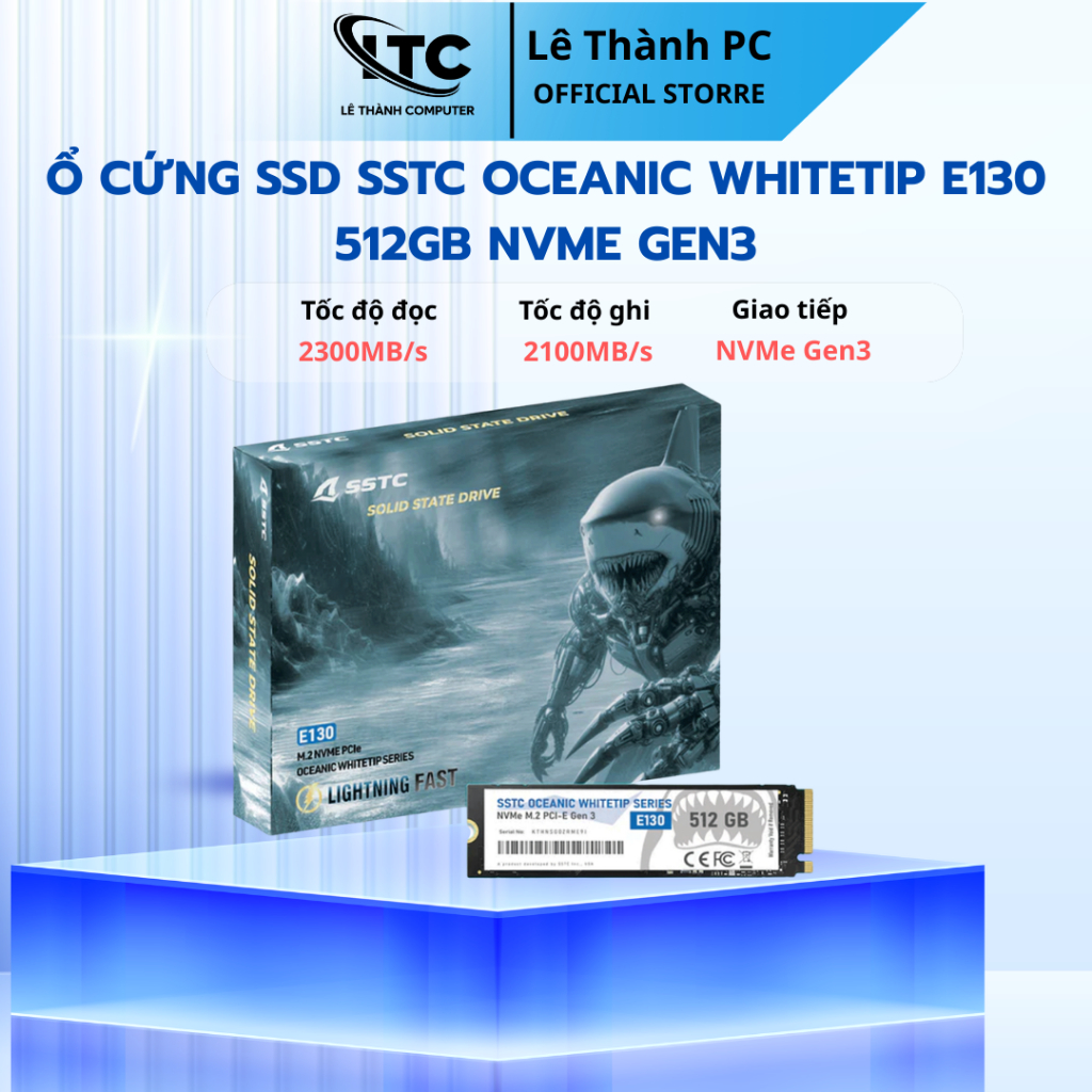 Ổ cứng SSD SSTC Oceanic Whitetip E130 512GB NVMe Gen3 ( Bảo hành 36 tháng  )