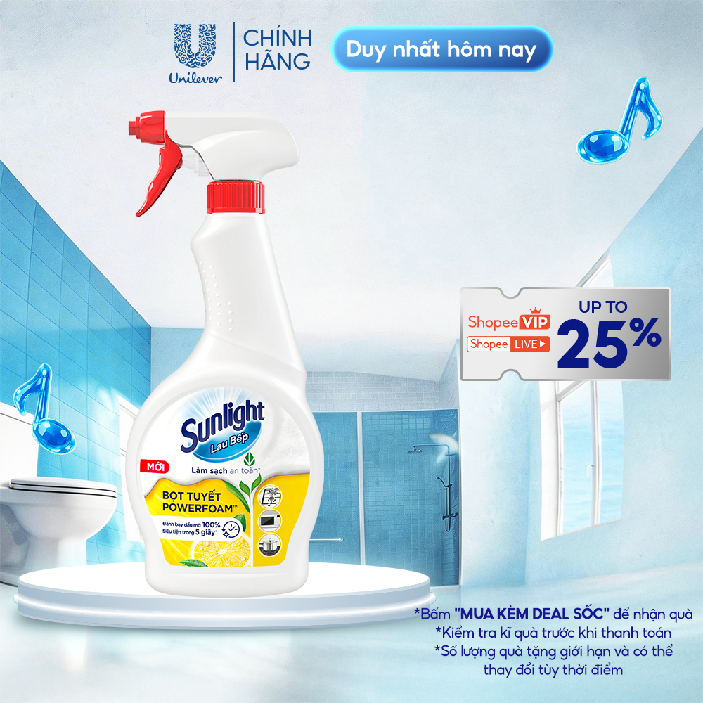 Bọt tuyết lau bếp Sunlight POWERFOAM - Đánh bay dầu mỡ 100%, tiện lợi trong 5 giây | 500ml