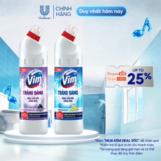 Nước Tẩy Bồn Cầu và Nhà Vệ Sinh Vim Trắng Sáng | Sạch Thơm Dịu Mát Với Hương Chanh Sả và Hương Lavender (870ml)