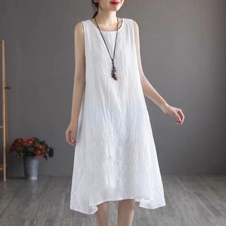 Váy Sát Nách Dáng Suông Dài Chất Đũi Mềm Mát Mặc Hè Đũi Việt da206