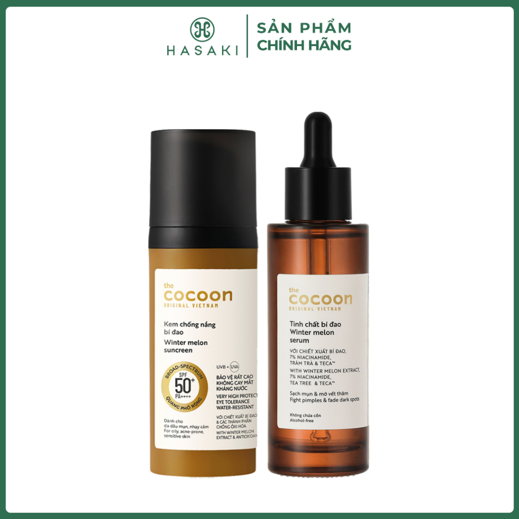 Combo Cocoon Kem Chống Nắng & Tinh Chất Bí Đao 2 Món Hasaki Sản Phẩm Chính Hãng
