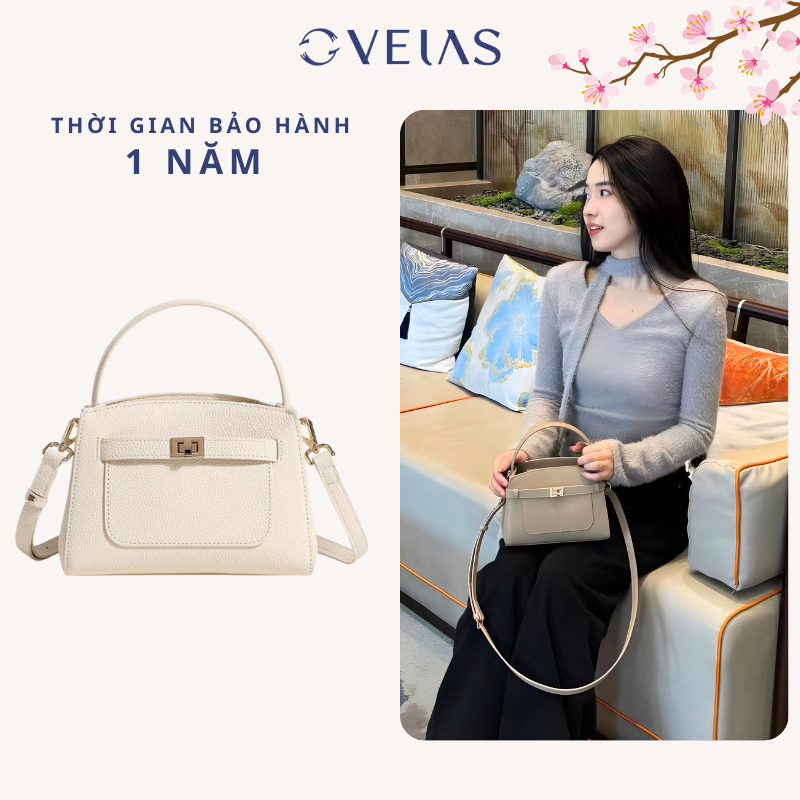 [V20] Túi quai xách nữ VELAS túi đeo chéo 2in1 tặng bạn, người yêu sang chảnh màu nâu trắng mang đi chơi