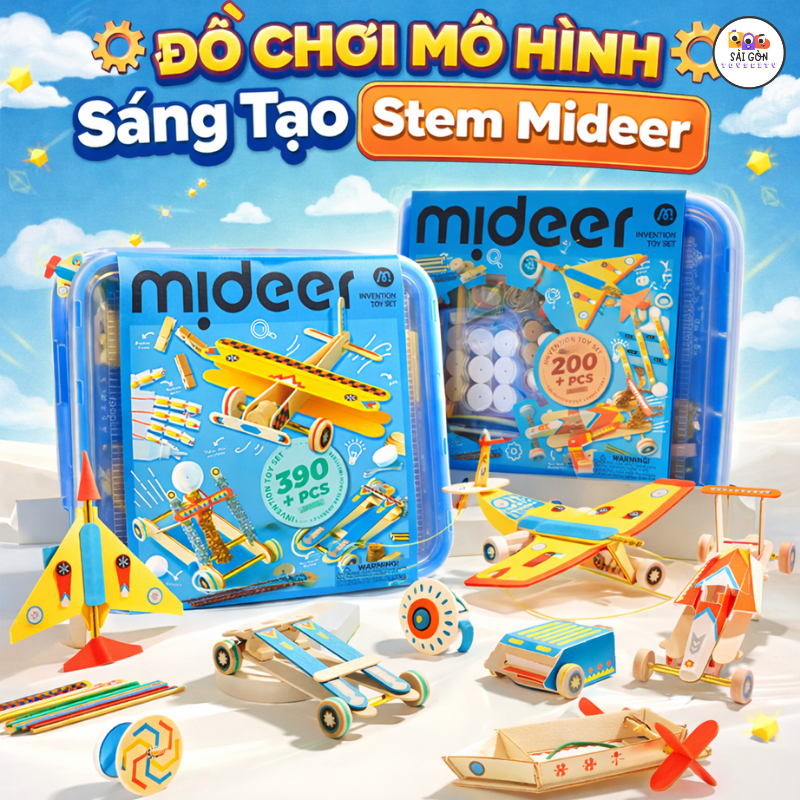 Đồ Chơi Mô Hình Sáng Tạo STEM Mideer 200+Pcs Cho Bé – Bộ Thí Nghiệm Khoa Học Lắp Ghép Giáo Dục Phát 