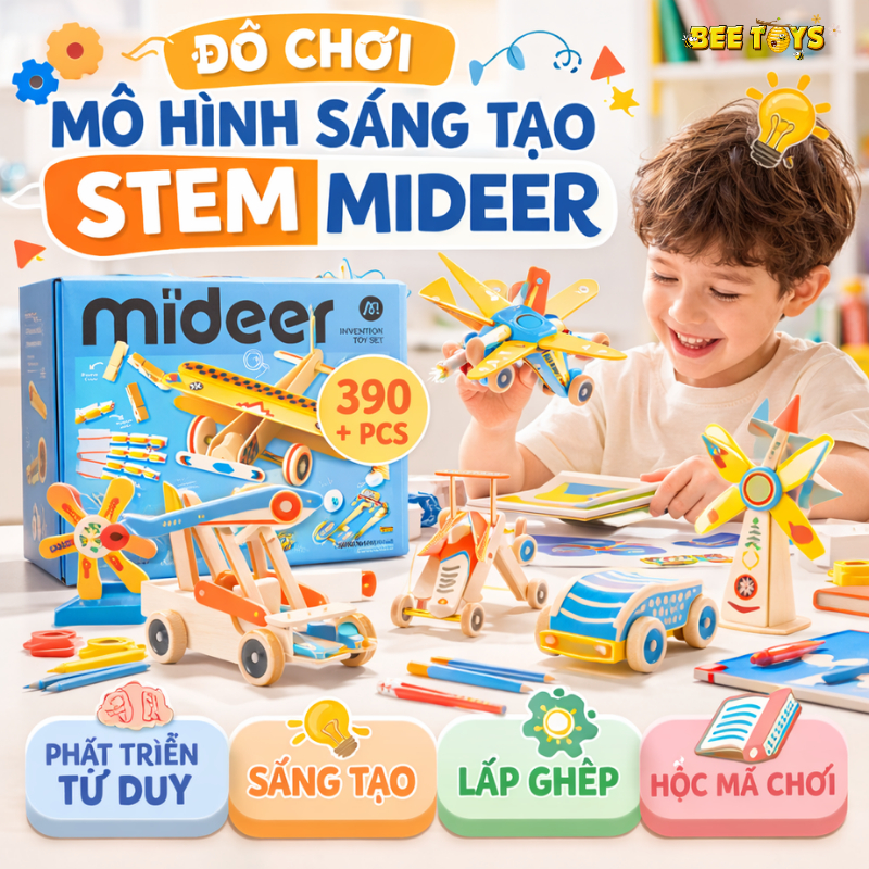 Bộ Đồ Chơi STEM Mideer 200+pcs Cho Bé – Lắp Ghép Mô Hình Khoa Học Sáng Tạo Giúp Phát Triển Trí Tuệ V