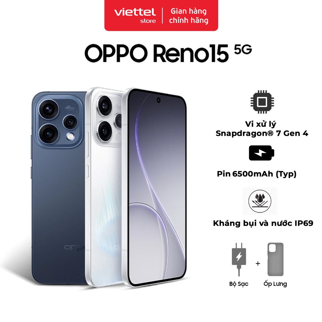 Điện thoại OPPO Reno15 5G 12GB + 256GB Chính hãng | NFC | Pin 6500 mAh | Sạc siêu nhanh SuperVOOC | BigBuy360 - bigbuy360.vn