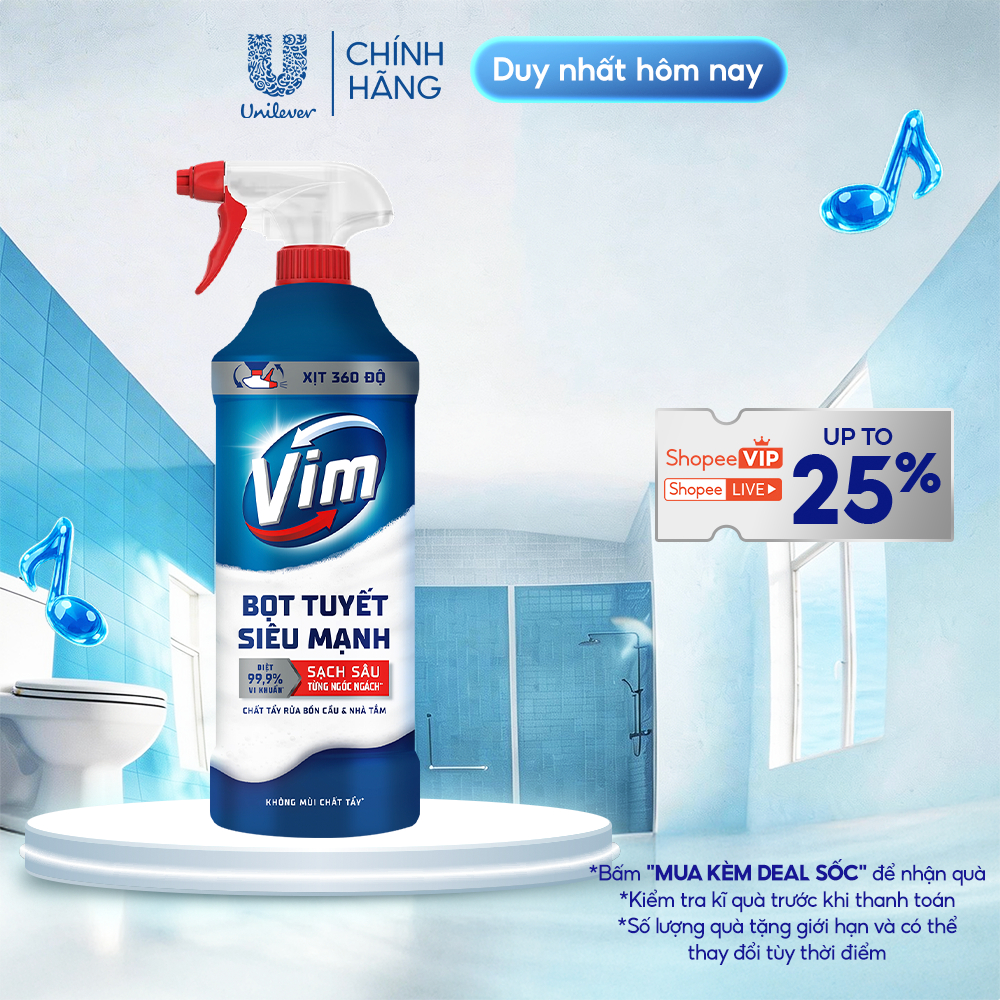 Bọt Tuyết Siêu Mạnh Tẩy Bồn Cầu và Nhà Vệ Sinh Vim | Diệt 99,9% Vi Khuẩn (500ml)