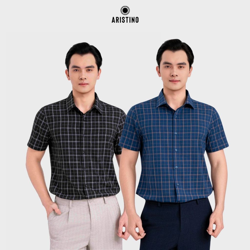[ONLY ONLINE] Áo Sơ Mi Nam ngắn tay ARISTINO họa tiết Đan Lát phù hợp mọi lứa tuổi, chất liệu cao cấ