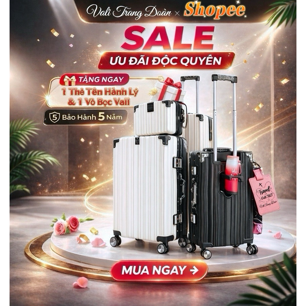 Vali Khung Nhôm Trang Đoàn - 2 Ngăn Kín Chống Nước. Size 28 1 Ngăn Kín - BH 5 NĂM - ĐỔI MỚI TRONG 15