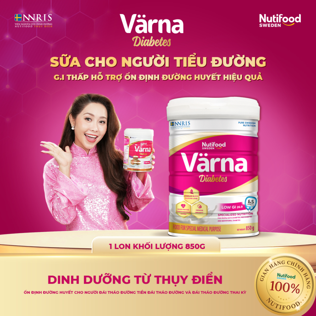 Sữa Bột Tiểu Đường VARNA DIABETES Lon (850gr) - GI Thấp, Hỗ Trợ Ổn Định Đường Huyết