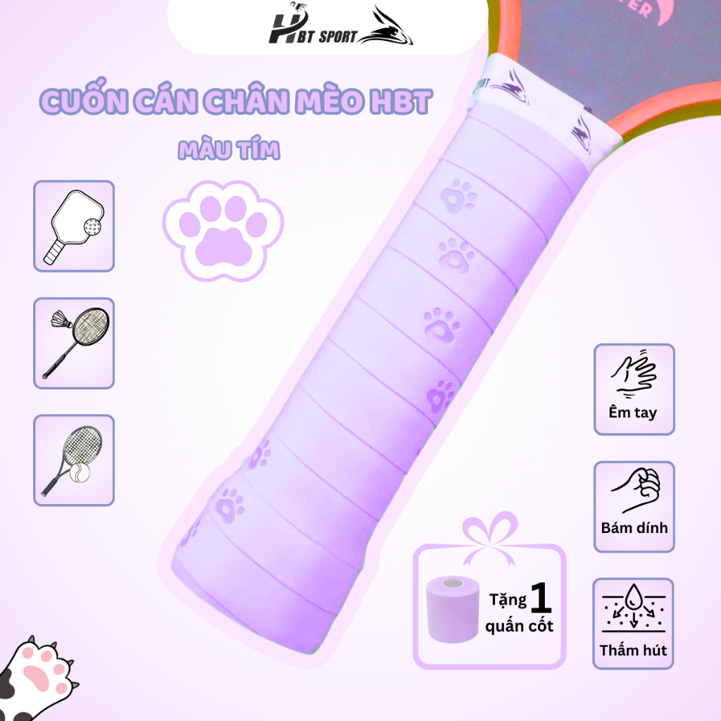 [Ver2] Quấn Cán Chân Mèo HBT (Combo 10) , Cuốn Cán Chân mèo Êm Mềm Thấm Hút Mồ Hôi Tặng 1 Quấn Cốt