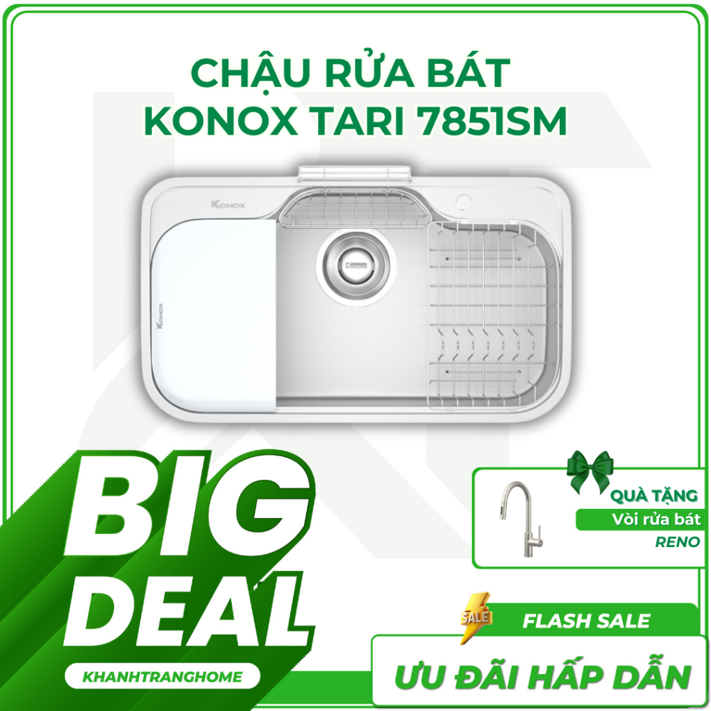 Chậu rửa chén Konox Tari 7851SM chính hãng, bề mặt mịn - Khánh Trang Home 2