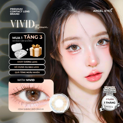 Lens nâu tự nhiên có độ cận 0-8 N’Rosa Vivid Brown cao cấp | Kính áp tròng cận màu nâu cho mắt thở