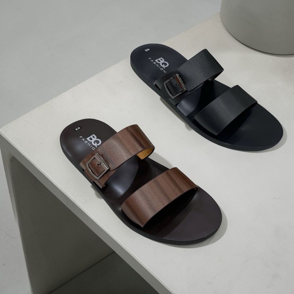 BQ | Dép nam size 38-43 Dép lê da hai quai đính khuy trẻ trung đế phíp chắc chân siêu bền DEM0624