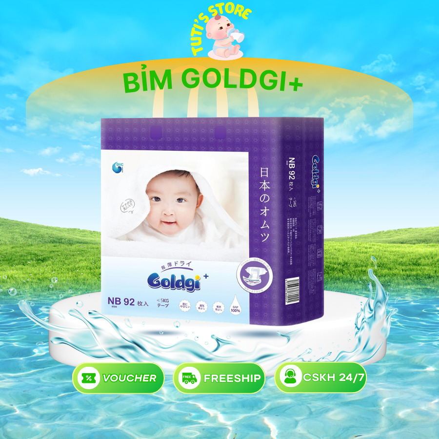 [Chính hãng] Bỉm Dán/Quần GOLDGI+ Nhật Cao Cấp Đủ Size NB/S/M/L/XL/XXL siêu thấm hút