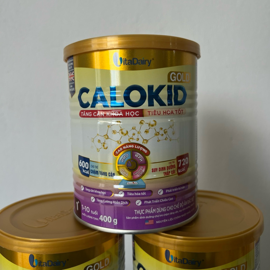 Sữa bột Calokid 1+ lon 400g giúp bé tăng cân khoa học - tiêu hoá tốt 1-10 tuổi