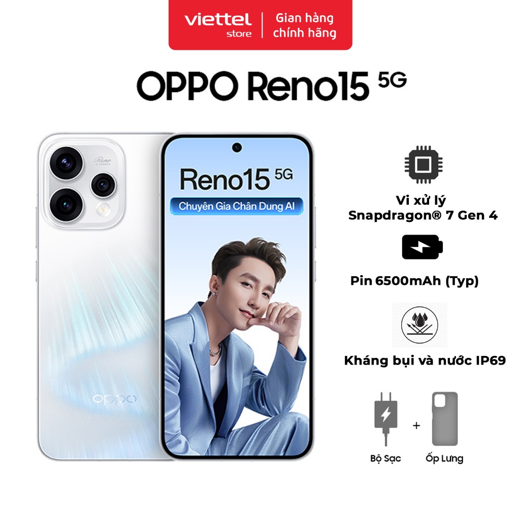 Điện thoại OPPO Reno15 5G 12GB + 256GB Chính hãng | NFC | Pin 6500 mAh | Sạc siêu nhanh SuperVOOC | BigBuy360 - bigbuy360.vn
