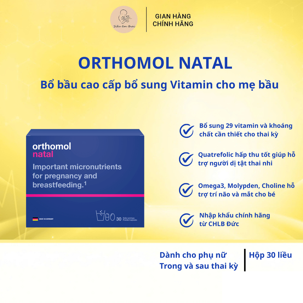 Orthomol Natal Bổ bầu cao cấp - Bổ sung 29 vitamin & khoáng chất cần thiết cho mẹ bầu - Bổ bầu dạng 