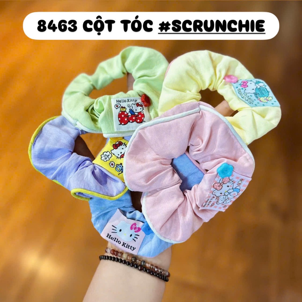 Cột Tóc Vải Hoạ Tiết Scrunchies Hello Kitty