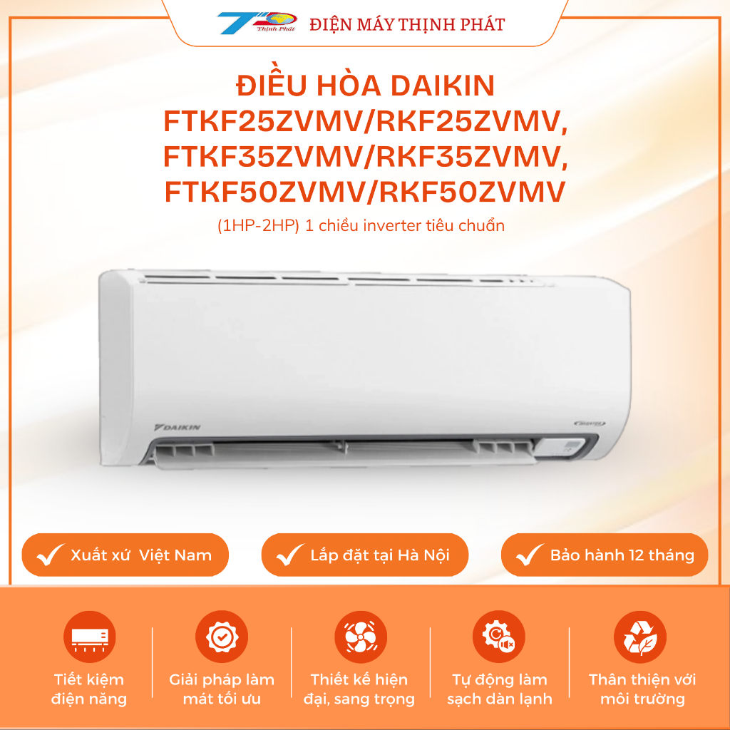Điều Hòa Daikin FTKF25ZVMV/RKF25ZVMV, FTKF35ZVMV/RKF35ZVMV, FTKF50ZVMV/RKF50ZVMV Inverter 1 Chiều