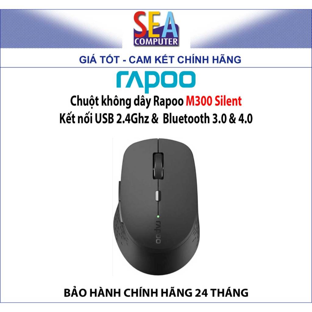 Chuột không dây Rapoo M300 Silent - Kết nối USB 2.4Ghz &  Bluetooth 3.0 & 4.0