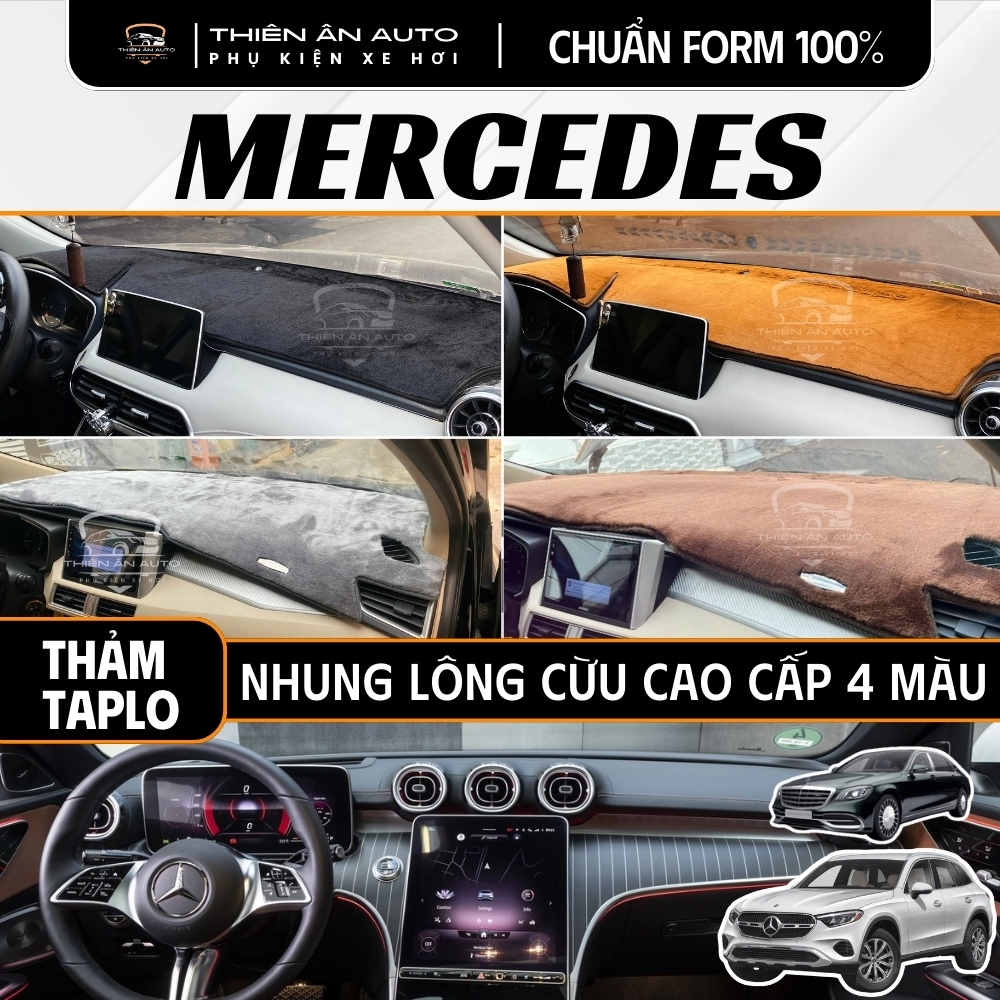 Thảm Taplo Nhung Lông Cừu MERCEDES GLC300-200, E230-200-180, C180-200-300, SPRINTER, S450, Chuẩn For