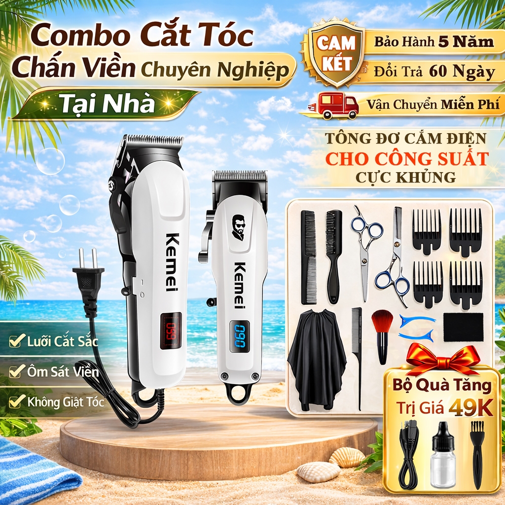 Tông Đơ Cắt Tóc, Tăng Đơ Hớt Tóc Có Dây Chính Hãng Kemei KM 809C, Chấn Viền Tóc Cho Bé, Người Lớn
