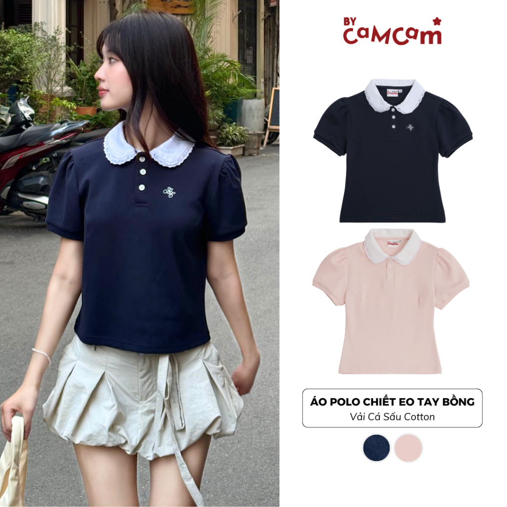 Áo Polo Chiết Eo Tay Bồng 𝑩𝒚𝒄𝒂𝒎𝒄𝒂𝒎 Form Ôm Vừa Tôn Dáng Cho Nữ Xuân Hè 2025 APN021 | BigBuy360 - bigbuy360.vn