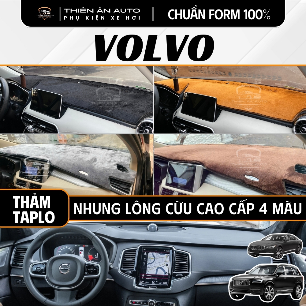 Thảm Taplo Nhung Lông Cừu VOLVO S90, CX90, XC 40, Thảm Phủ Taplo Cao Cấp 4 Màu Chuẩn Form, Dày Dặn, 