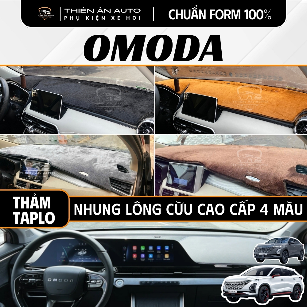 Thảm Taplo Nhung Lông Cừu OMODA C5, Thảm Phủ Taplo Cao Cấp 4 Màu Chuẩn Form, Lớp Silicon Trống Trượt
