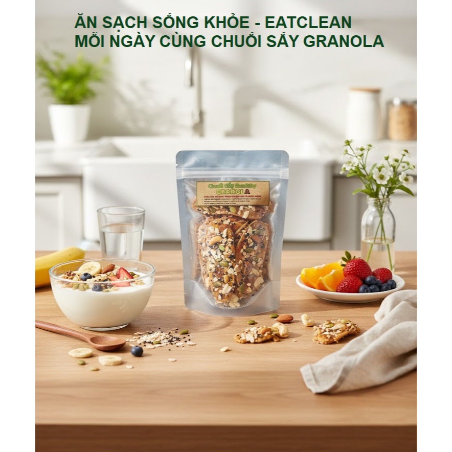 Combo 2 Túi Chuối Sấy Hạt Granola Healthy - Snack Healthy Ăn Vặt Lành Mạnh