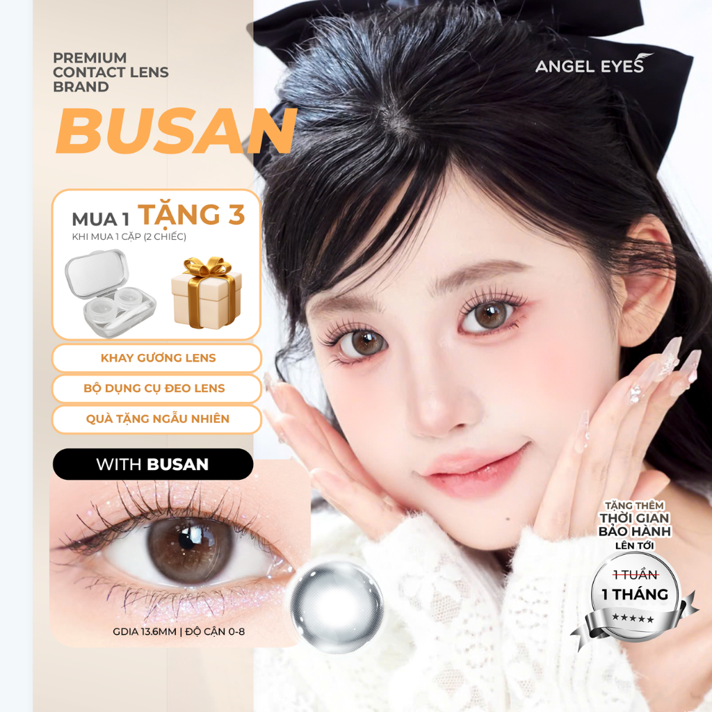 Lens xám có độ cận Angel Eyes BUSAN hiệu ứng loang màu như mắt ướt lens filter đang thịnh hành trên tốp tốp