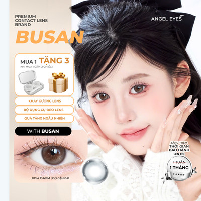 Lens xám có độ cận Angel Eyes BUSAN hiệu ứng loang màu như mắt ướt lens filter đang thịnh hành trên tốp tốp