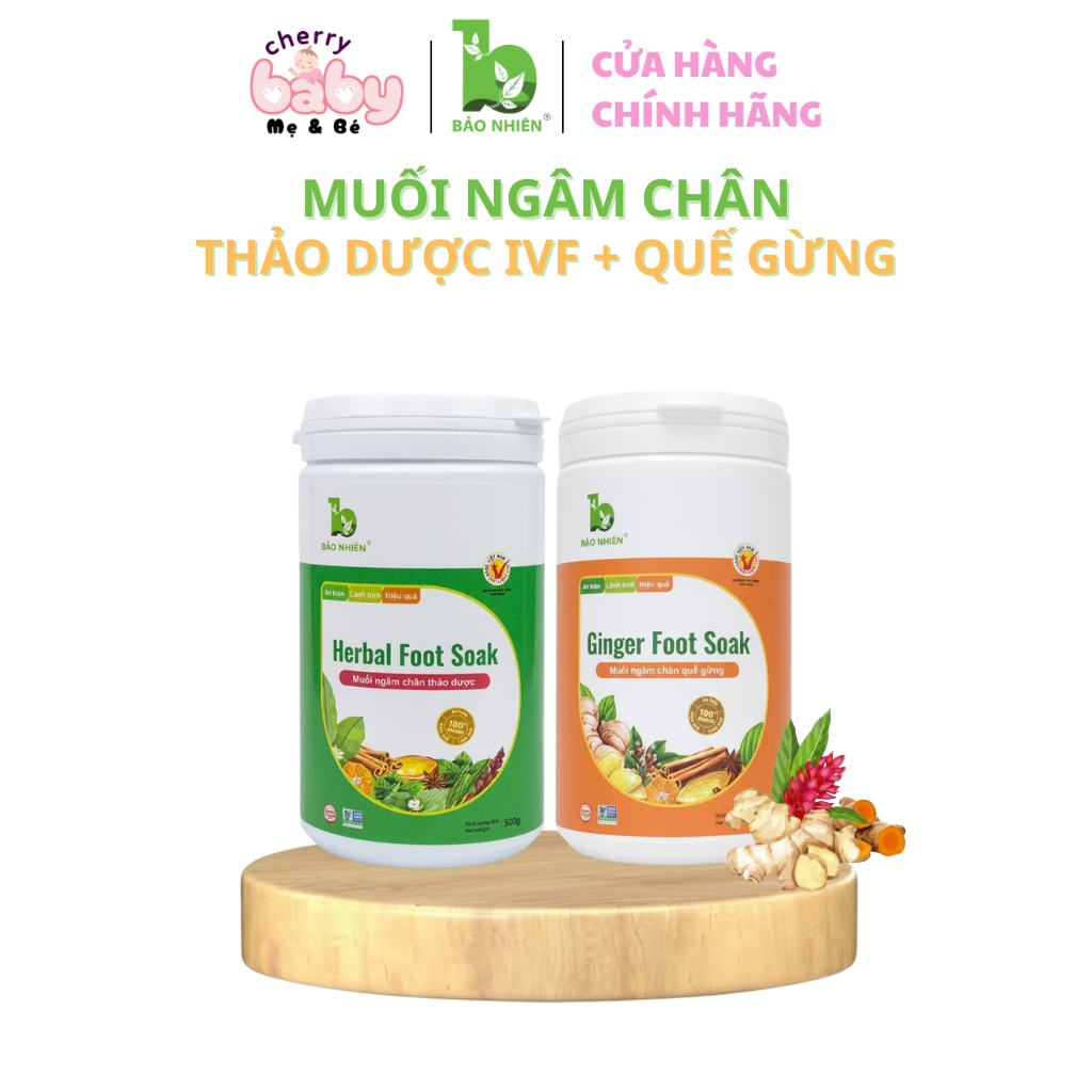 Combo 1 Muối ngâm chân thảo dược Quế gừng và 1 Muối ngâm chân IVF Bảo Nhiên - Hũ 500gr
