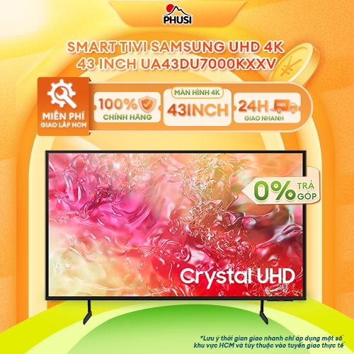 UA43DU7000KXXV [GIAO HÀNG MIỄN PHÍ HCM] Smart Tivi Samsung UHD 4K 43 inch – CHÍNH HÃNG