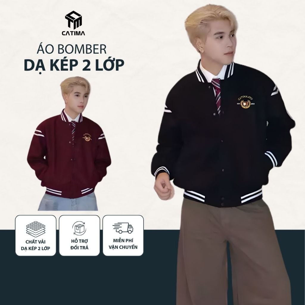 [ Deal Mở Bán ] Áo Bomber  Dạ kép 2 Lớp CATIMA  Unisex Hotrend  2025 AV 51