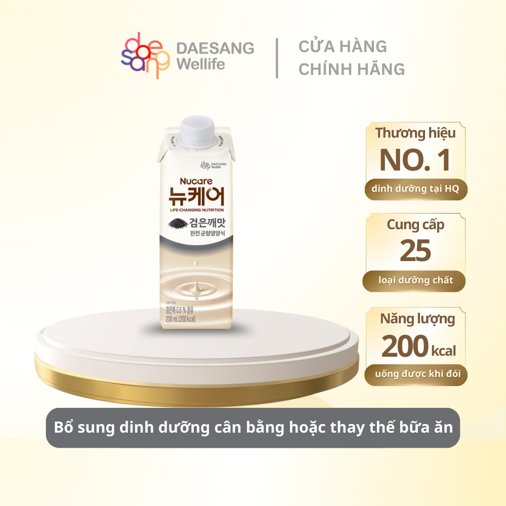 DAESANG WELLIFE Sữa dinh dưỡng NUCARE vị mè đen 200ml - Sữa cao năng lượng với 22 loại vitamin, khoá