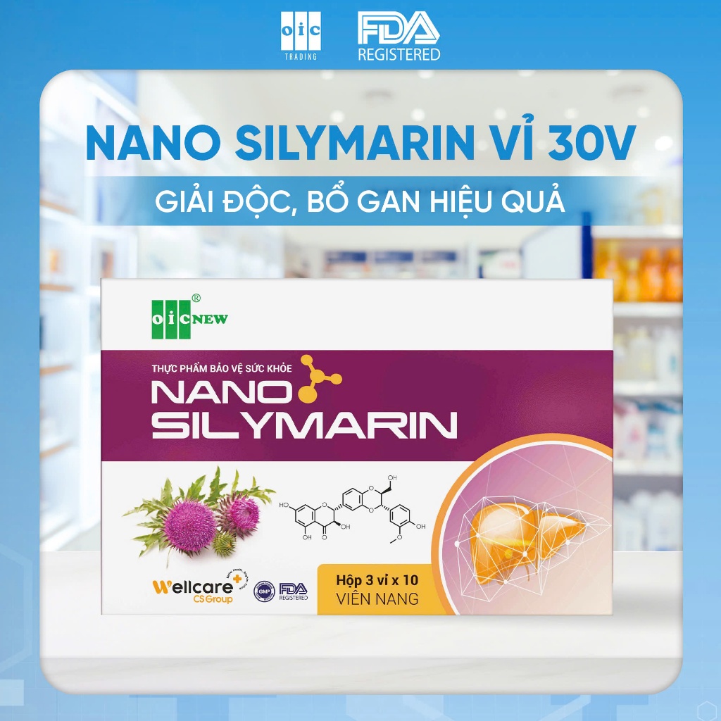 Nano Silymarin OIC NEW tăng cường chức năng Gan, hộp 30 Viên