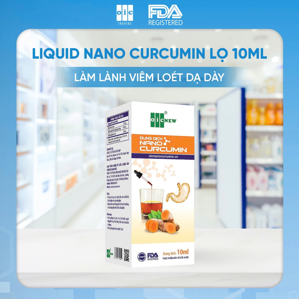 Dung dịch Tinh chất Nghệ OIC New LIQUID NANO Curcumin Giảm đau dạ dày, hành tá tràng, 10ml