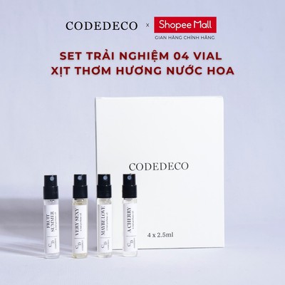 [SET TRẢI NGHIỆM] 4 vial xịt thơm quần áo hương nước hoa CODEDECO 2.5ml - 2.5ml x 4 ( xem mô tả )