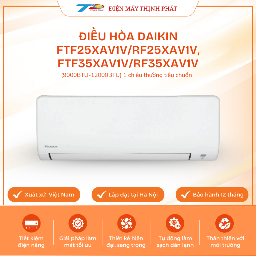 Điều Hòa Daikin FTF25XAV1V/RF25XAV1V; FTF35XAV1V/RF35XAV1V 9000-12000BTU 1 Chiều Tiêu Chuẩn