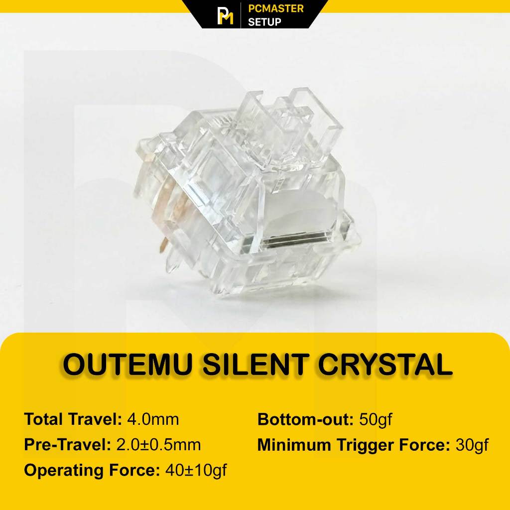 Switch Silent Outemu Crystal 5pin có tản Led sử dụng cho bàn phím cơ ( Pre - Lubed )