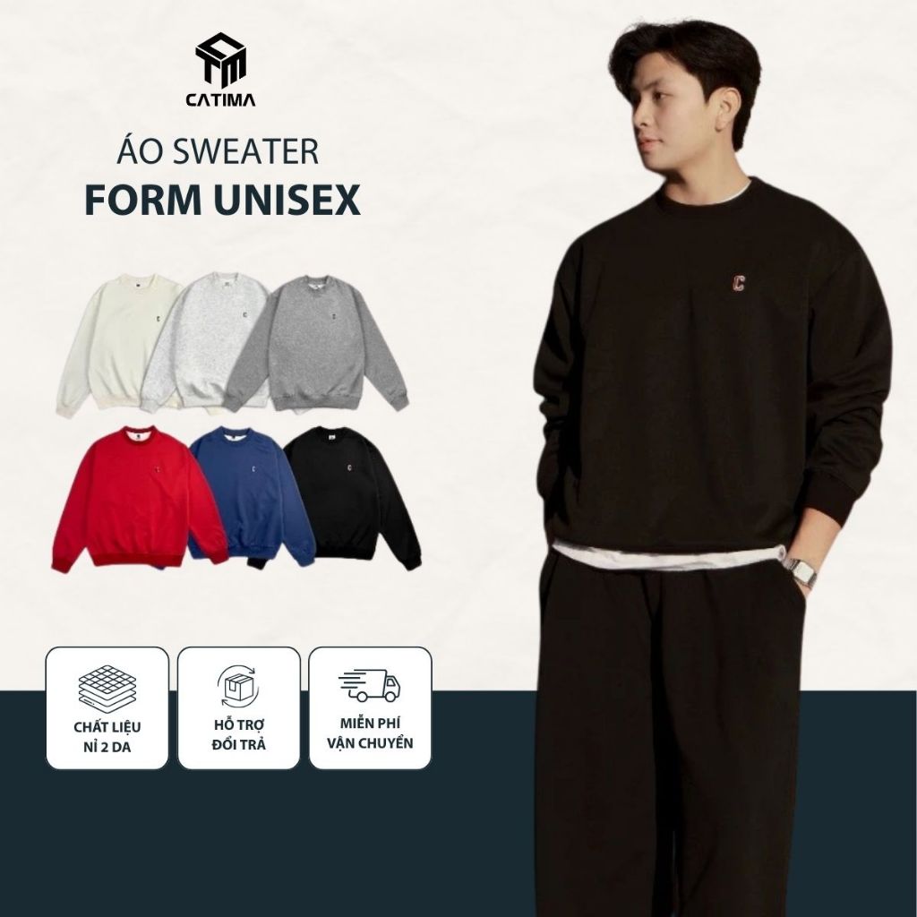 [ DEAL MỞ BÁN ] Áo Sweater CATIMA Nỉ 2 Da Nam Nữ Cotton Unisex AN32