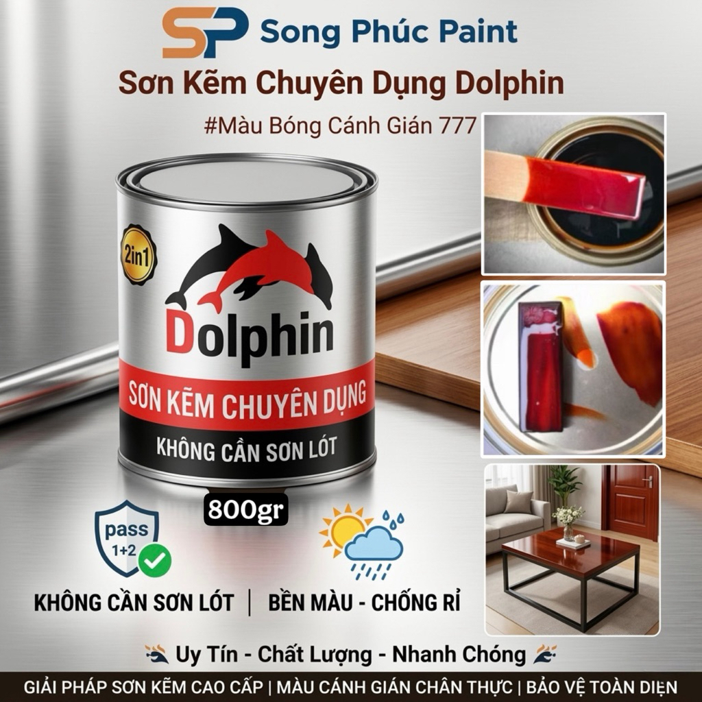 [HÀNG MỚI - CHẤT LƯỢNG MỚI] Sơn Bóng Cánh Gián DOLPHIN Phủ Giả Gỗ, Sắt Kẽm Bền Đẹp
