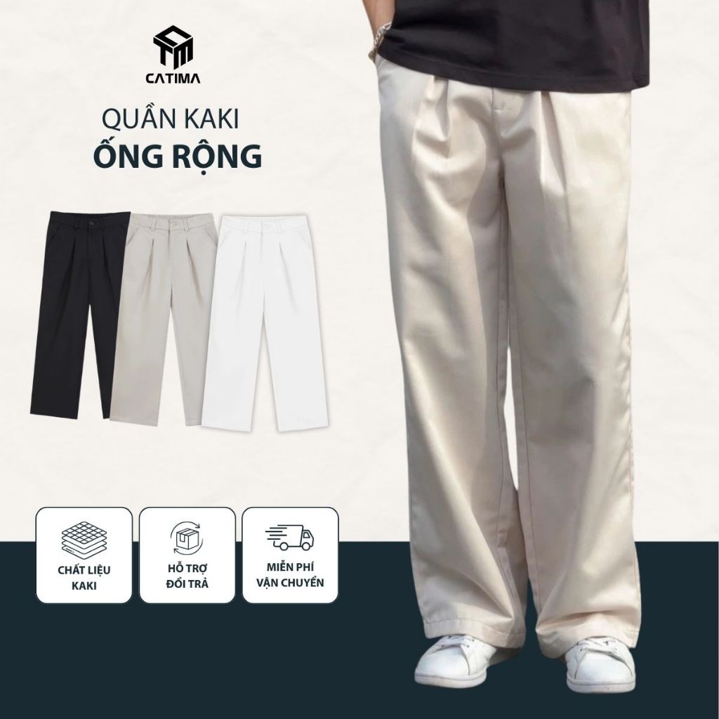 Quần Kaki Ống Rộng Xếp Li Catima Relaxed Fit Kaki Pants Cạp Bán Chun Menswear Unisex QK20