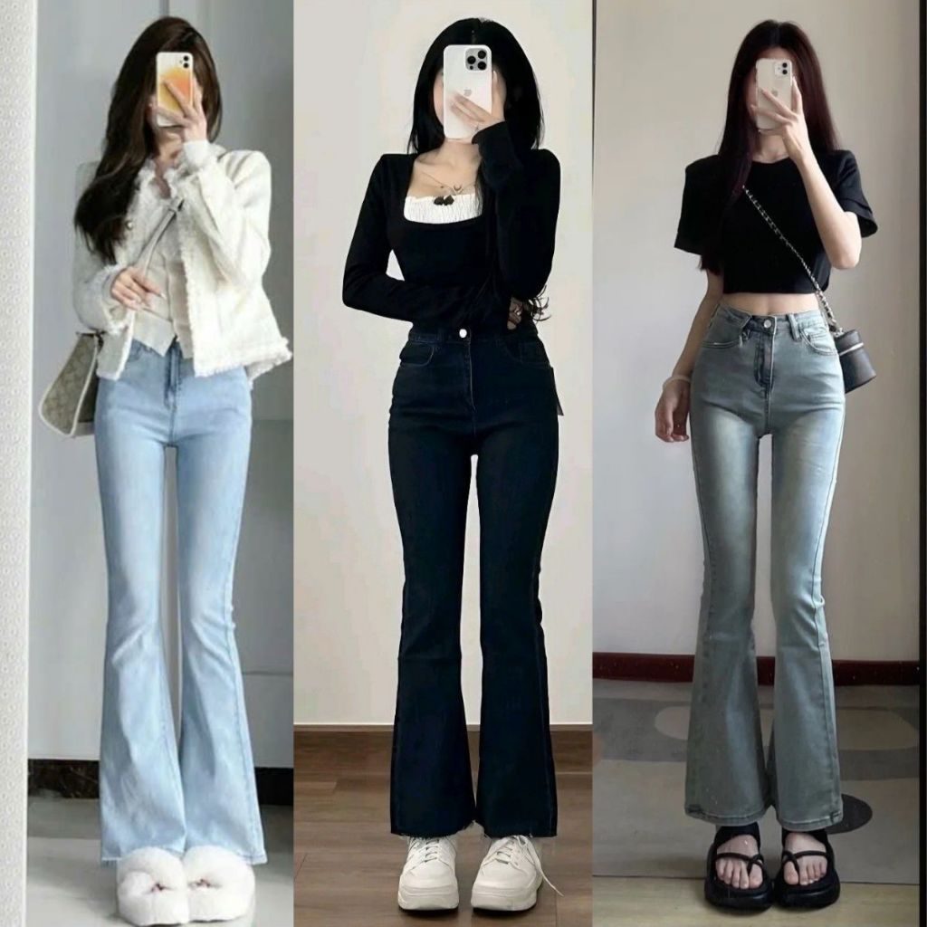 Quần Jean ống loe nữ MIAA co giãn dáng ôm LƯNG CAO chất JEAN dày dặn,quần bò nữ loe jean mềm CẠP CAO