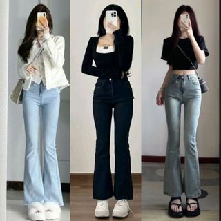 Quần Jean ống loe nữ MIAA co giãn dáng ôm LƯNG CAO chất JEAN dày dặn,quần bò nữ loe jean mềm CẠP CAO